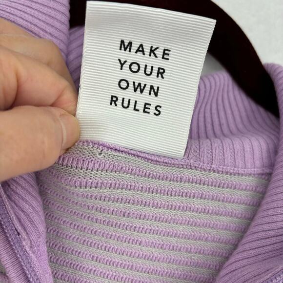Aerie Offline Ribbed Knit Sweater Size XXS Lavender Quarter Zip Pullover Stretch - Picture 13 of 13